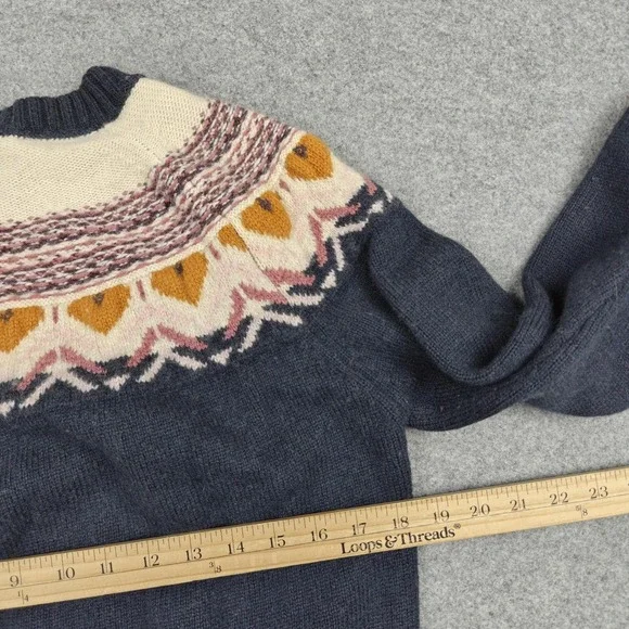 Kari Traa Sweater Womens Medium Blue Fair Isle Wool Blend Ski Knit Pullover - Picture 8 of 9